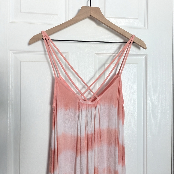 Elan Ruby Jane Tie Dye Sleeveless Shift Tunic Mini Dress Pink Cream Small - Picture 4 of 7